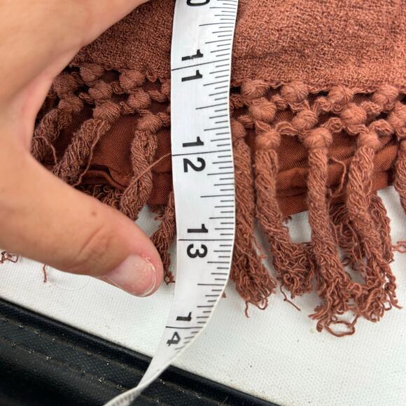 Savannah Morrow Fringe Mini Skirt Knit Rust Boho Small Bohemian Festival - Picture 9 of 10